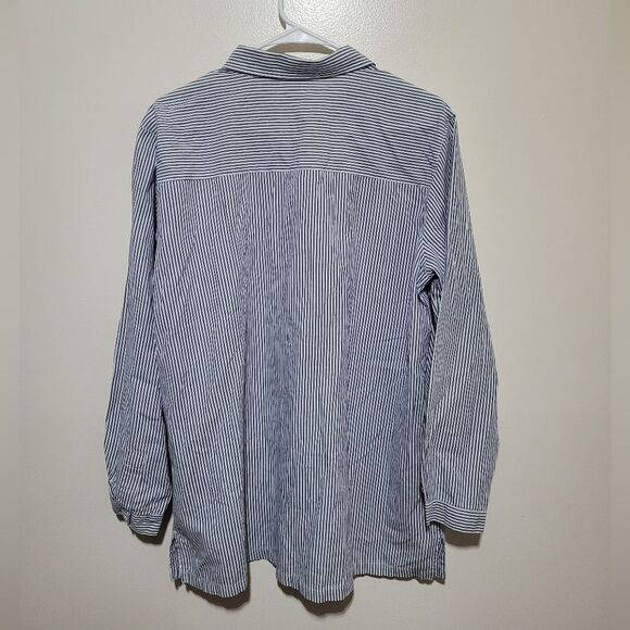 Vintage Bobbie Brooks Blue Striped Button-Up Shirt with Fancy Hats - Picture 2 of 4